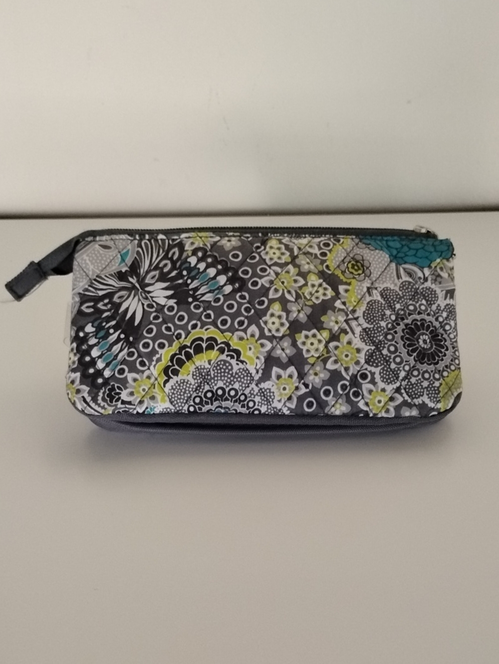 Studio C Floral Quilted Zip Pouch - Gray, Teal & Lime